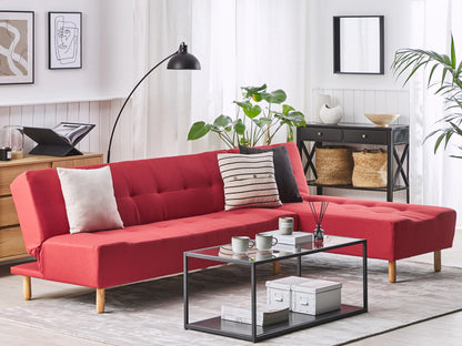  Modular Corner Sofa Bed 4 Seater ALSTEN Fabric Red Left Hand