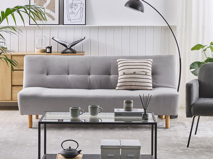  Sofa Bed 3 Seater ALSTEN Fabric Light Grey