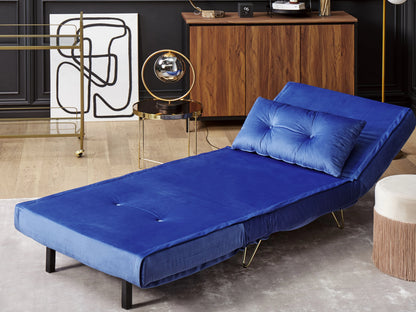  Single Sofa Bed VESTFOLD Velvet Navy Blue