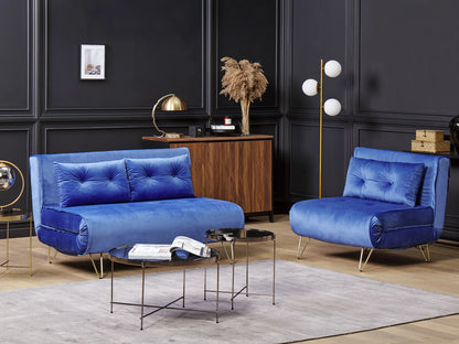  Single Sofa Bed VESTFOLD Velvet Navy Blue