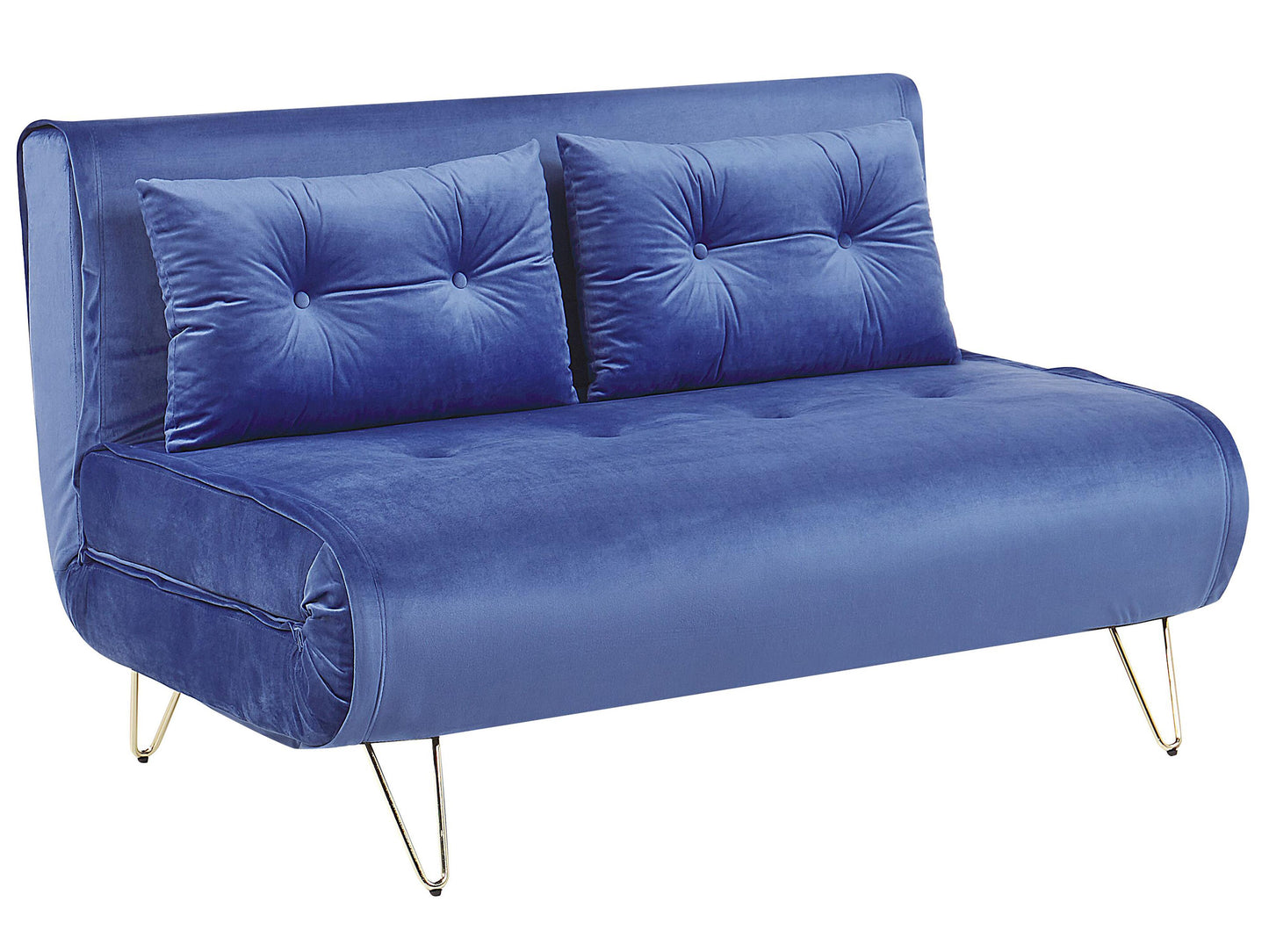  Sofa Bed 2 Seater VESTFOLD Velvet Navy Blue
