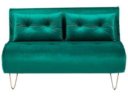  Sofa Bed 2 Seater VESTFOLD Velvet Dark Green
