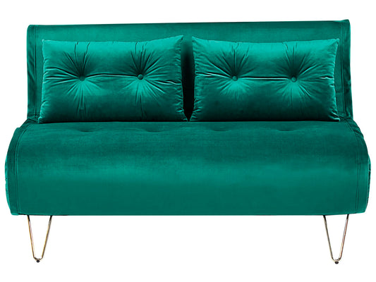  Sofa Bed 2 Seater VESTFOLD Velvet Dark Green