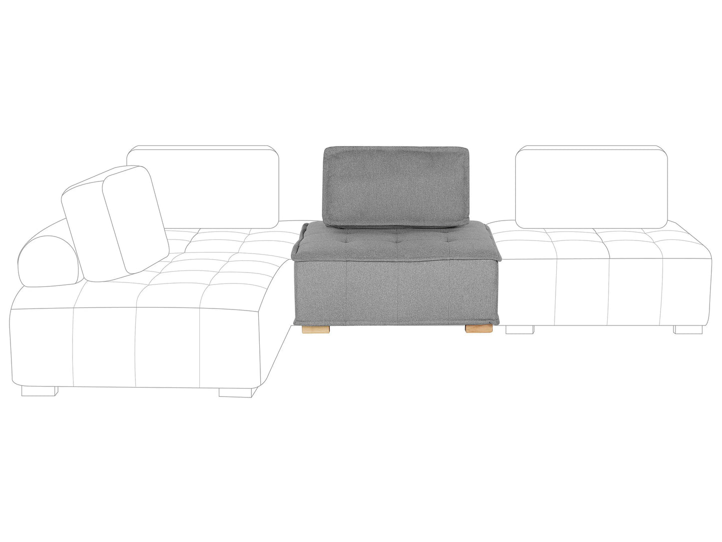  1-Seat Section TIBRO Fabric Grey