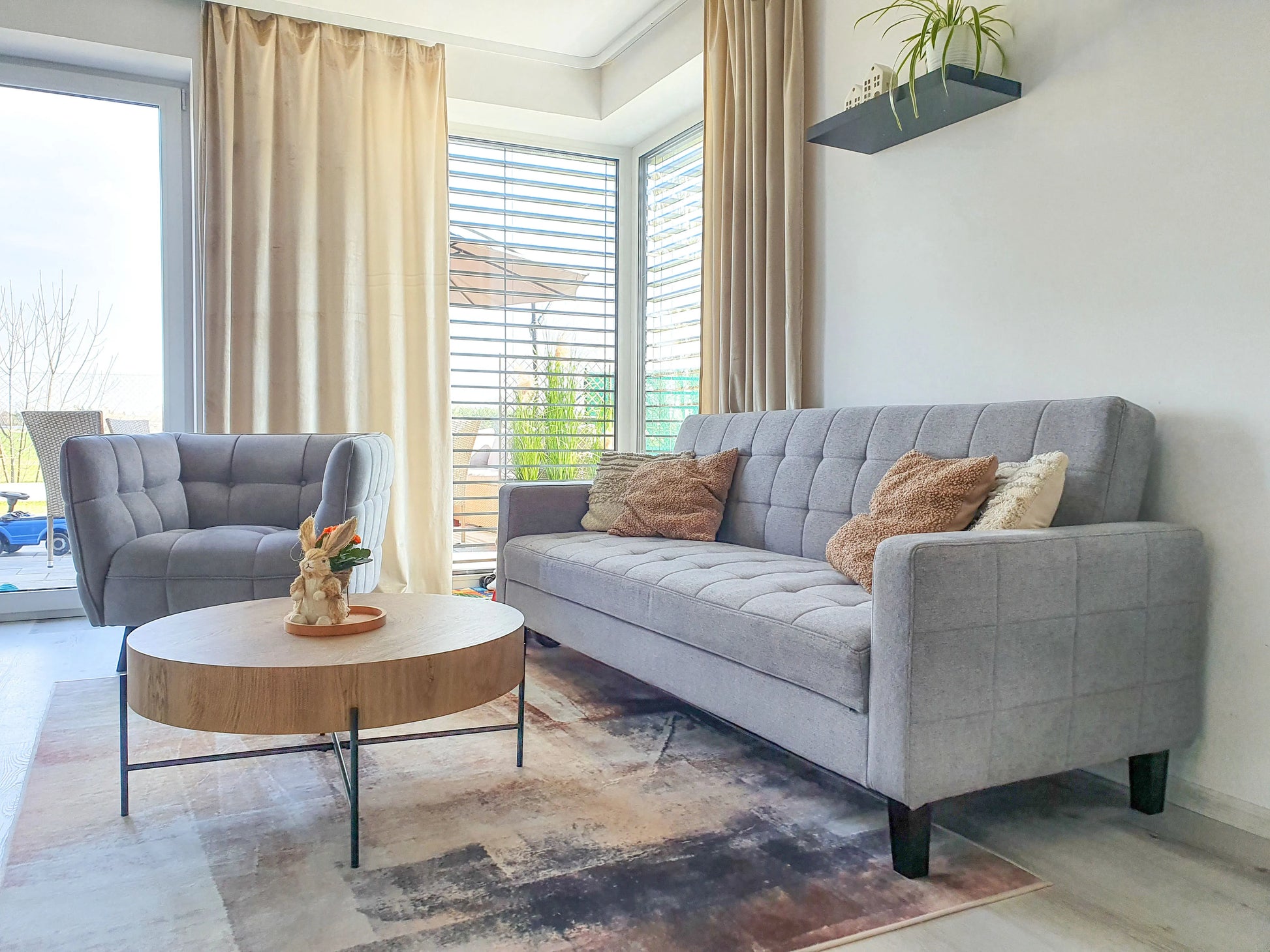  Sofa Bed 3 Seater VEHKOO Fabric Light Grey