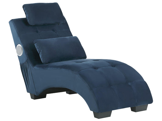  Chaise Longue SIMORRE Velvet Dark Blue With Built-In Bluetooth Speaker