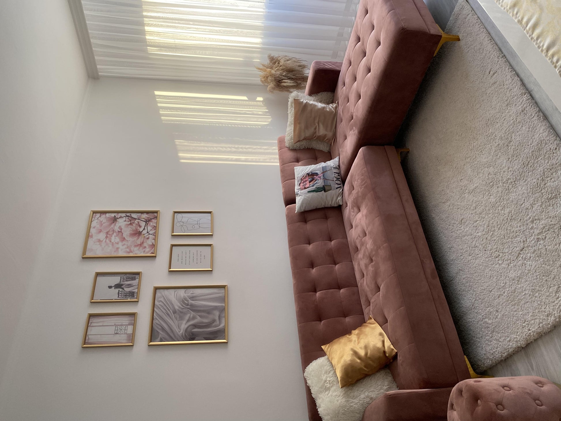  Modular Corner Sofa Bed 4 Seater ABERDEEN Velvet Pink Left Hand