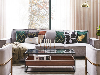  Corner Sofa Bed 3 Seater ROMEDAL Fabric Light Grey Right Hand