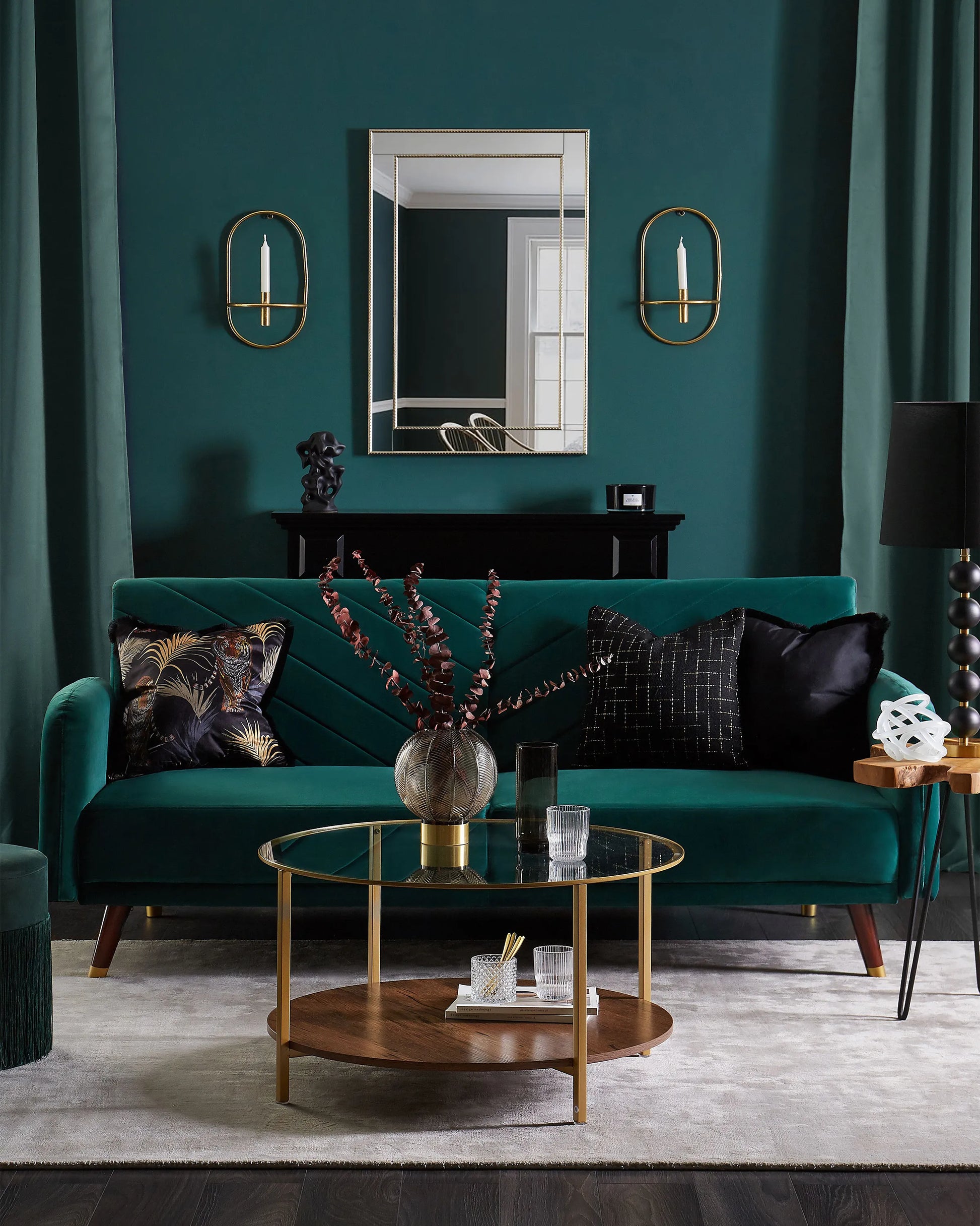  Sofa Bed 3 Seater SENJA Velvet Emerald Green
