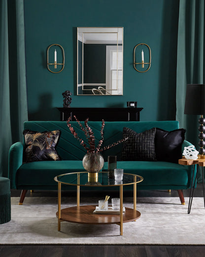  Sofa Bed 3 Seater SENJA Velvet Emerald Green