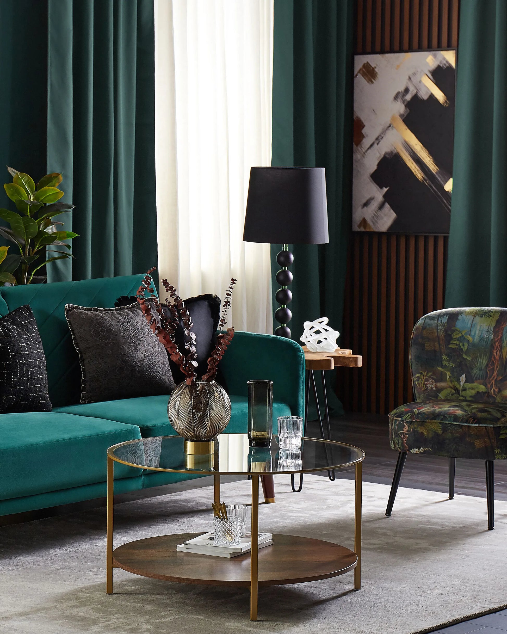  Sofa Bed 3 Seater SENJA Velvet Emerald Green