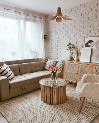  Sofa Bed 3 Seater FALSTER Fabric Beige With Storage