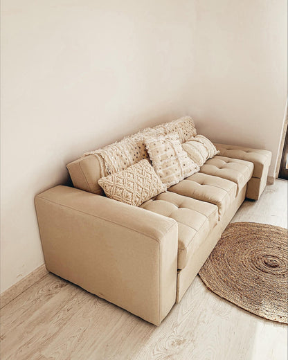  Sofa Bed 3 Seater FALSTER Fabric Beige With Storage