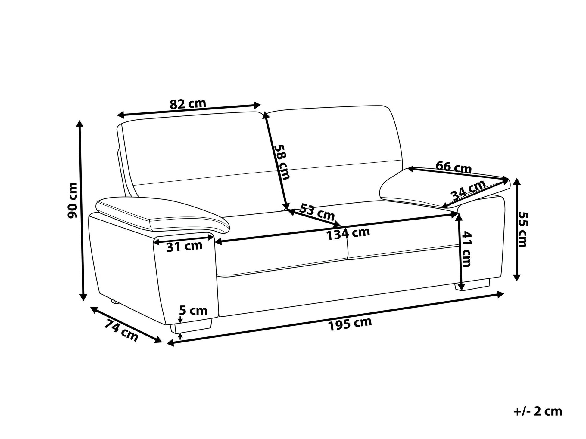  Sofa 3 Seater VOGAR Faux Leather Golden Brown