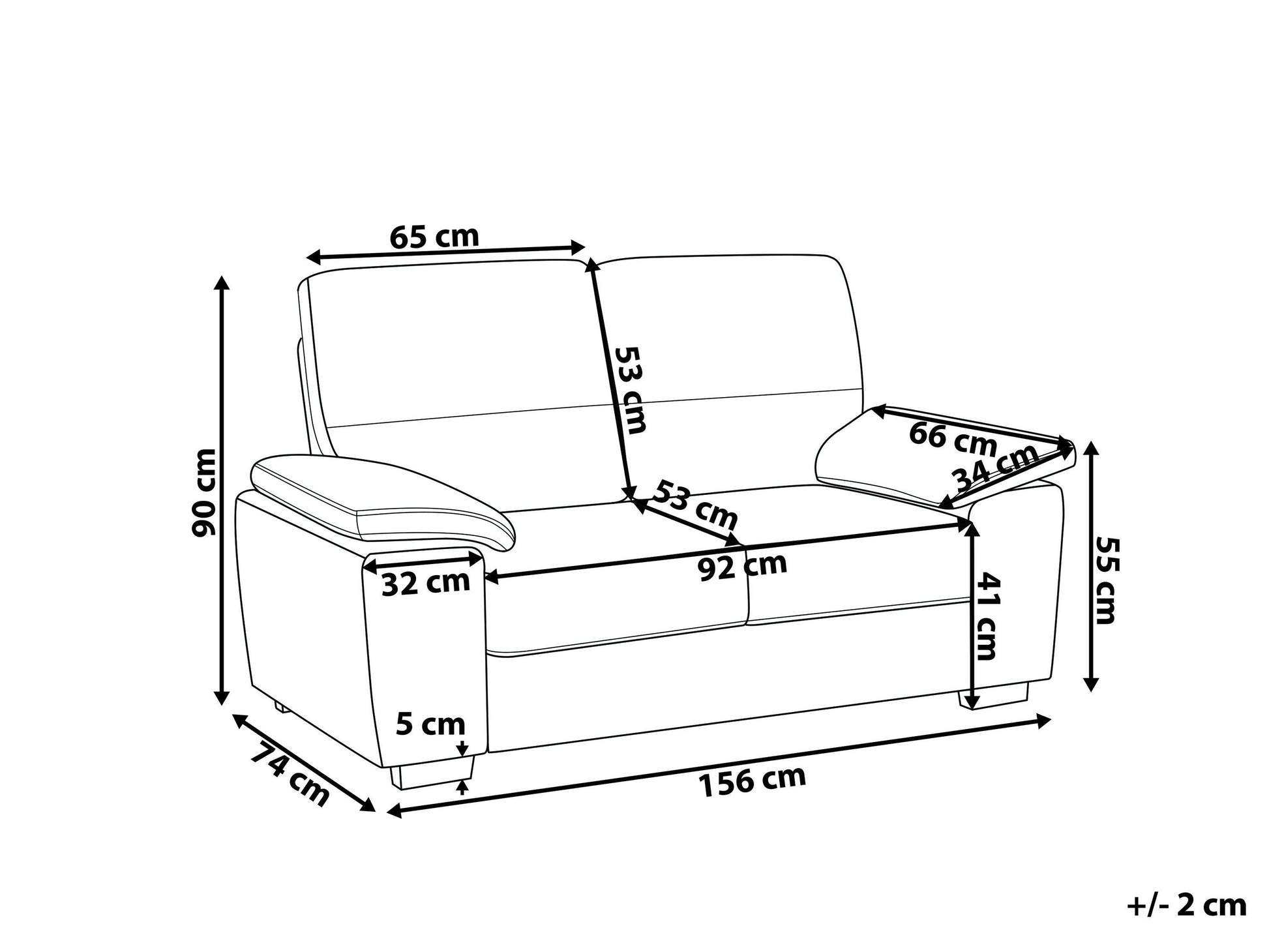  Sofa 2 Seater VOGAR Faux Leather Golden Brown