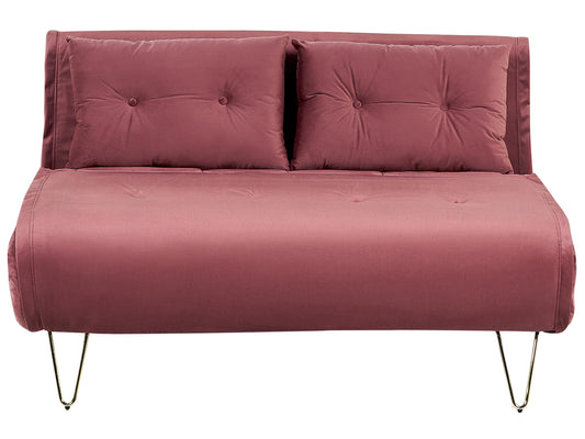  Sofa Bed 2 Seater VESTFOLD Velvet Pink