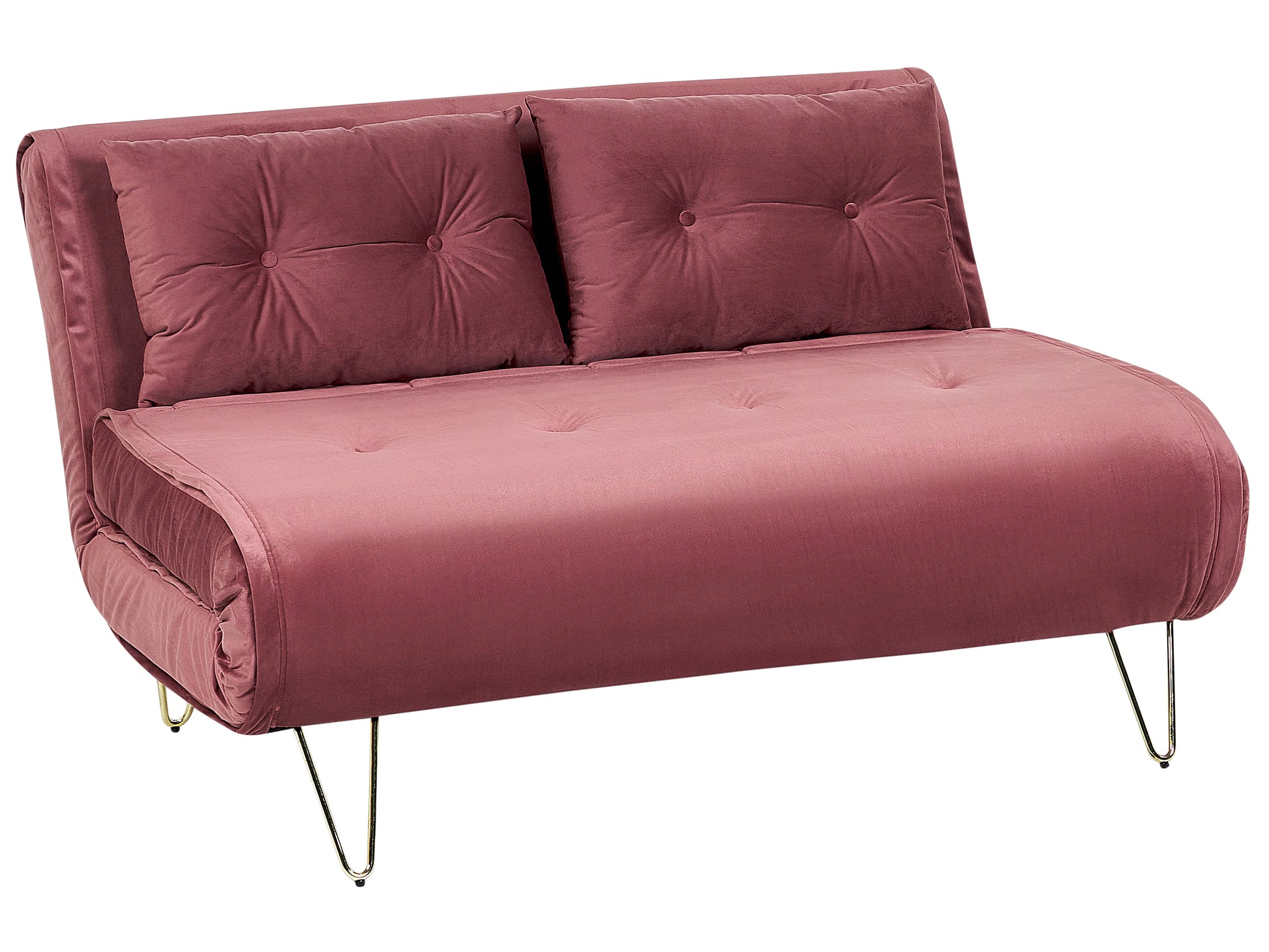  Sofa Bed 2 Seater VESTFOLD Velvet Pink