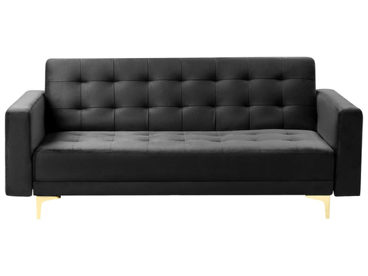  Sofa Bed 3 Seater ABERDEEN Velvet Black
