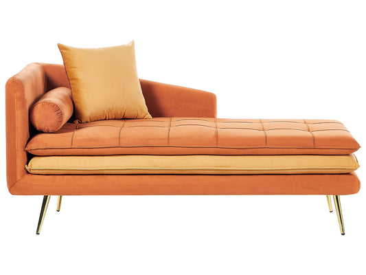  Left-Hand Chaise Lounge GONESSE Velvet Orange