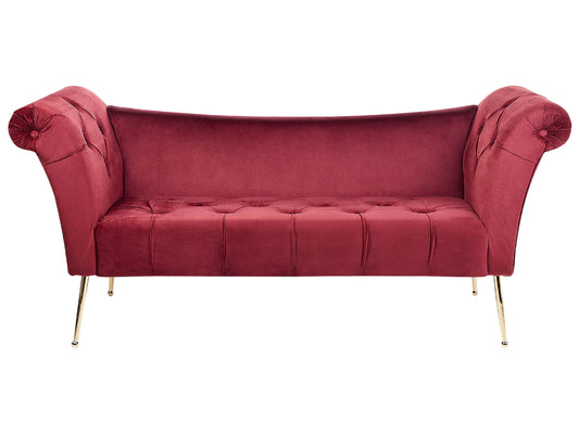  Chaise Longue NANTILLY Velvet Dark Red