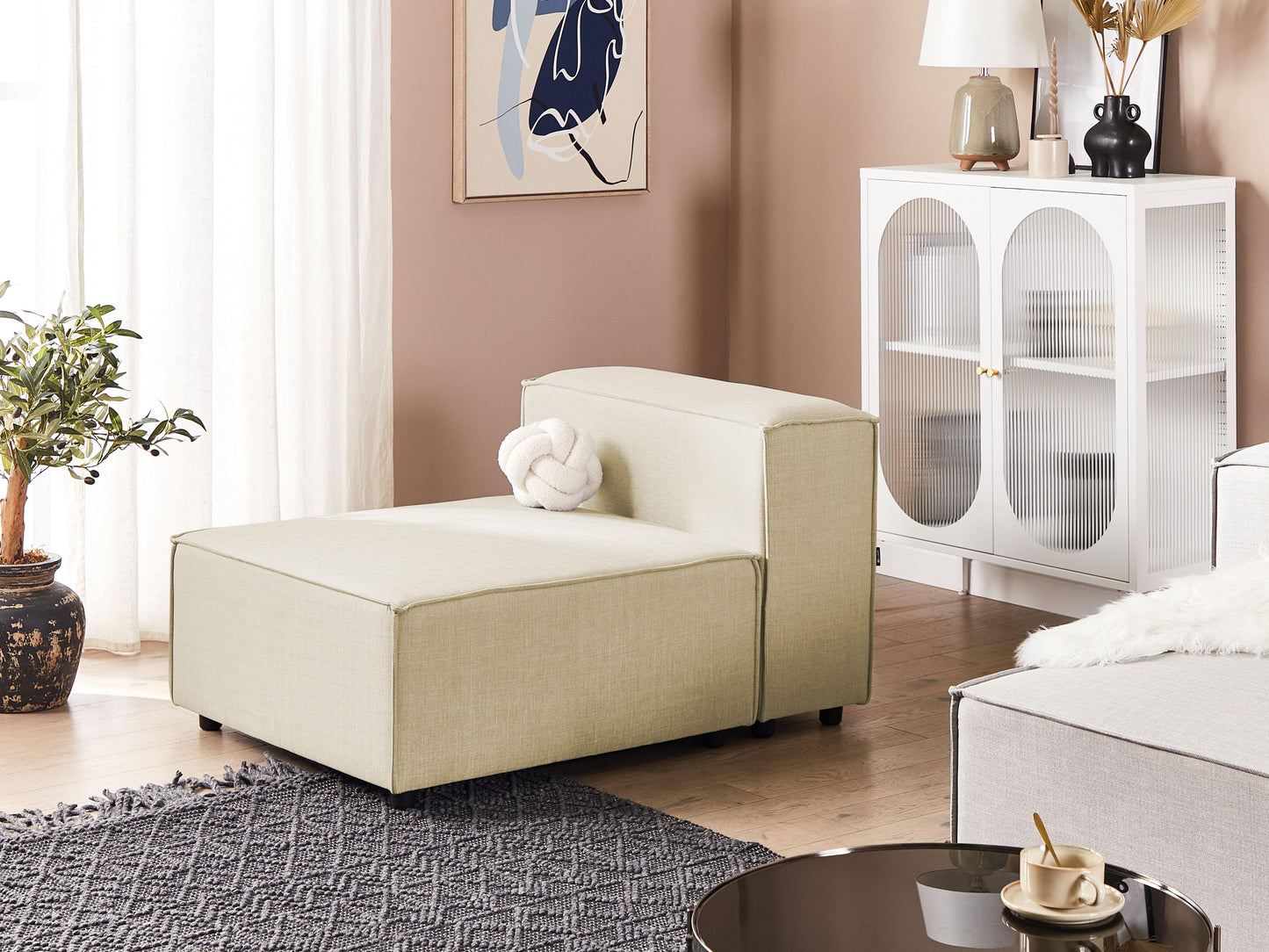  1-Seat Section APRICA Faux Linen Beige