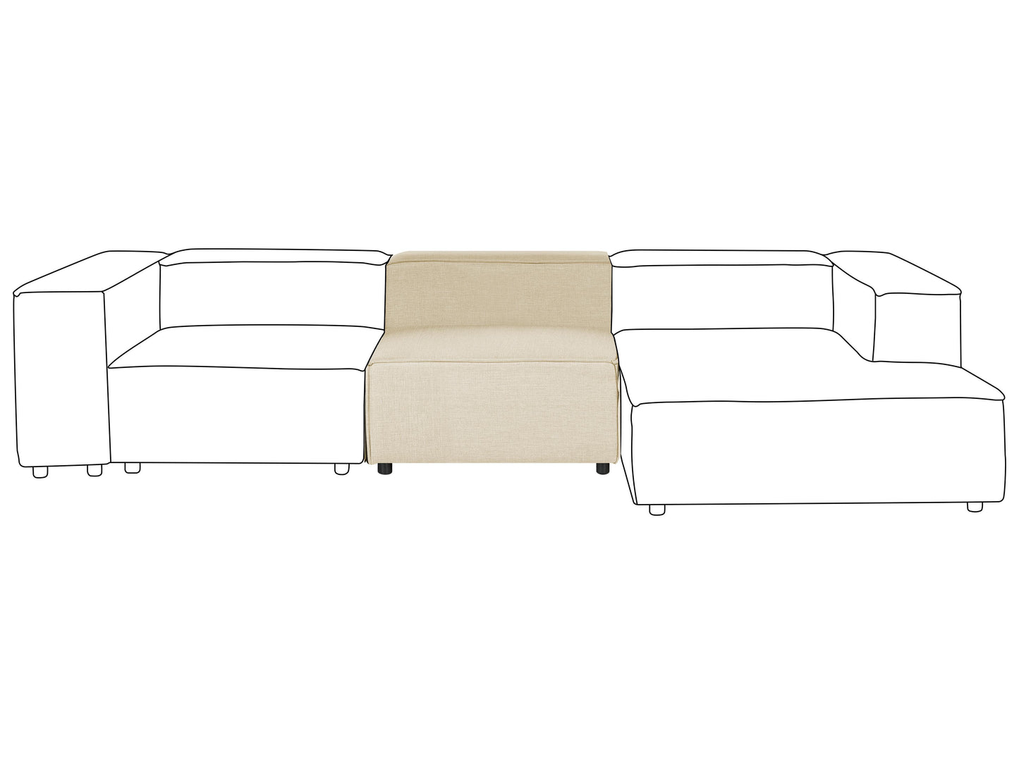  1-Seat Section APRICA Faux Linen Beige
