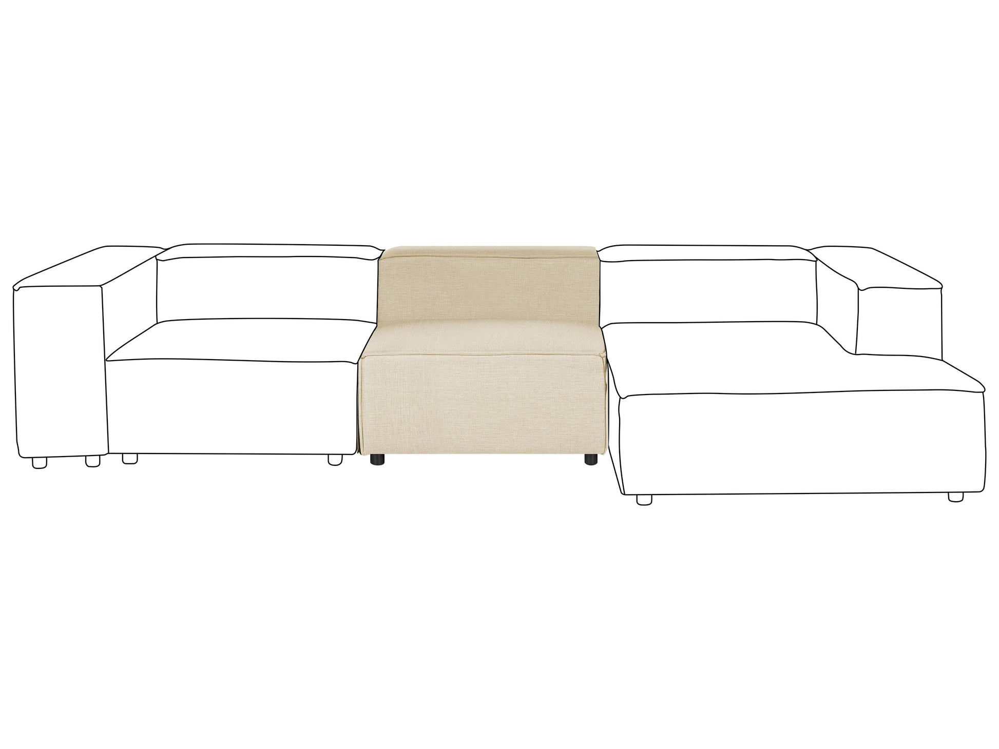  1-Seat Section APRICA Faux Linen Beige