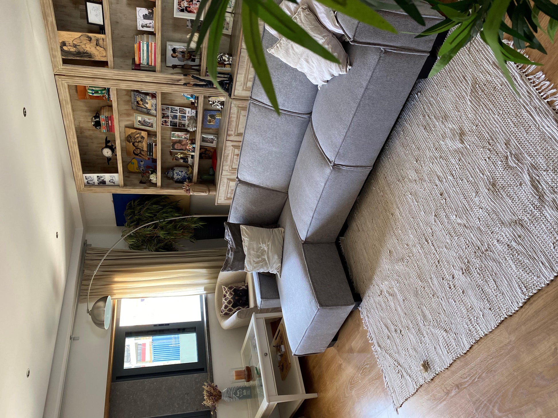  Corner Sofa Bed 3 Seater ROMEDAL Fabric Light Grey Right Hand