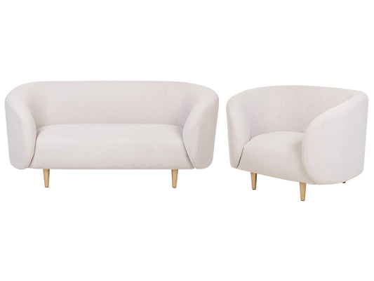  Living Room Set 3 Seater LOEN Fabric Light Beige
