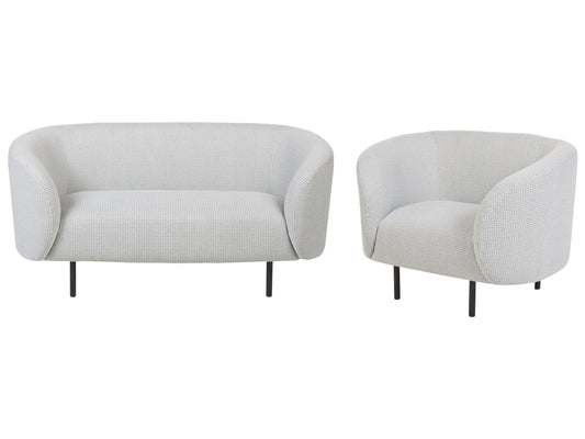  Living Room Set 3 Seater LOEN Fabric Black/ White