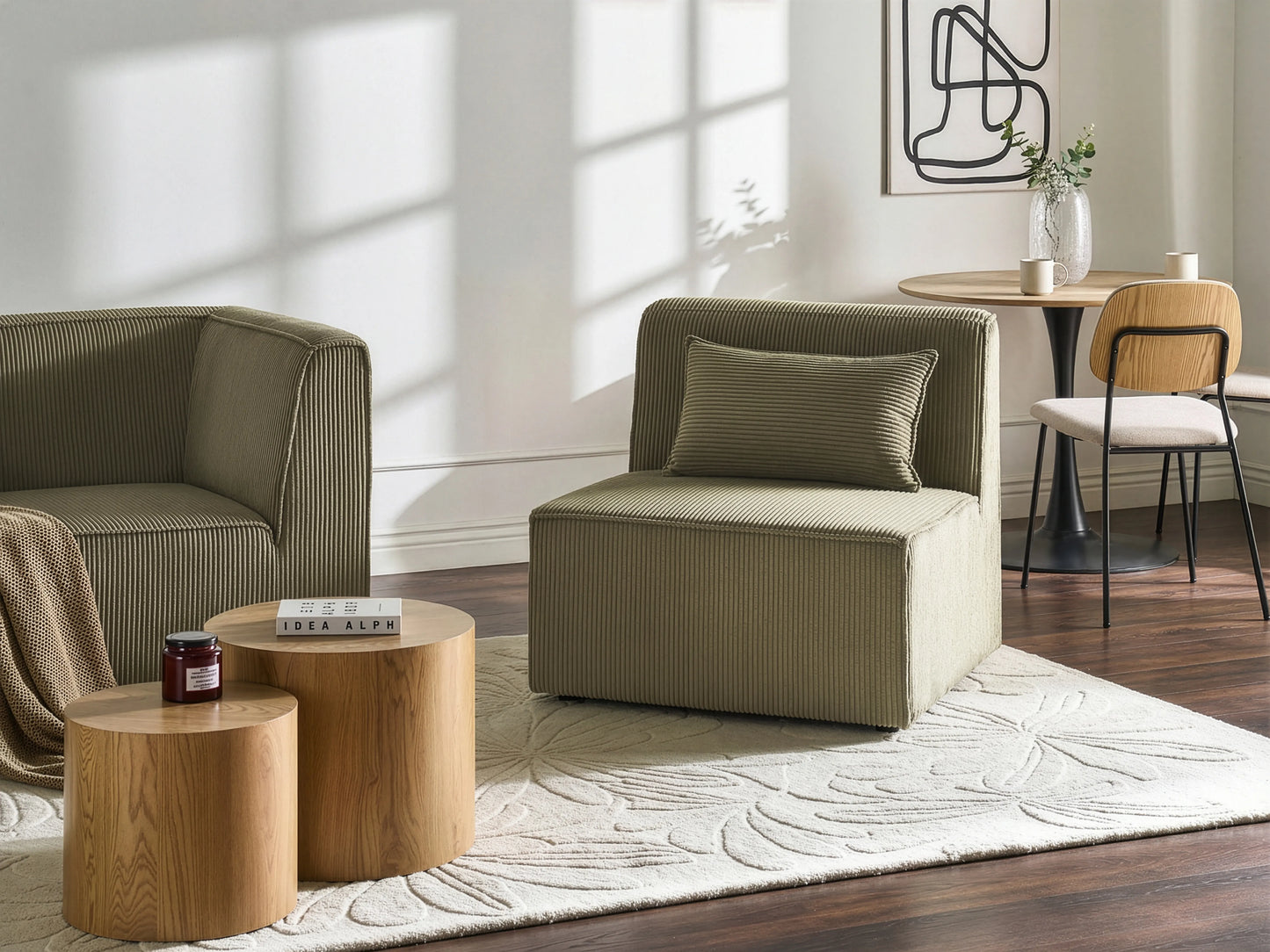  1-Seat Section LEMVIG Corduroy Dark Green