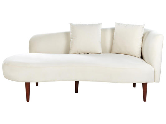  Right-Hand Chaise Lounge CHAUMONT Velvet Off-White