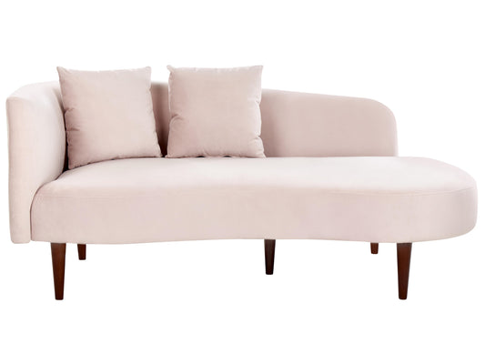  Left-Hand Chaise Lounge CHAUMONT Velvet Pastel Pink