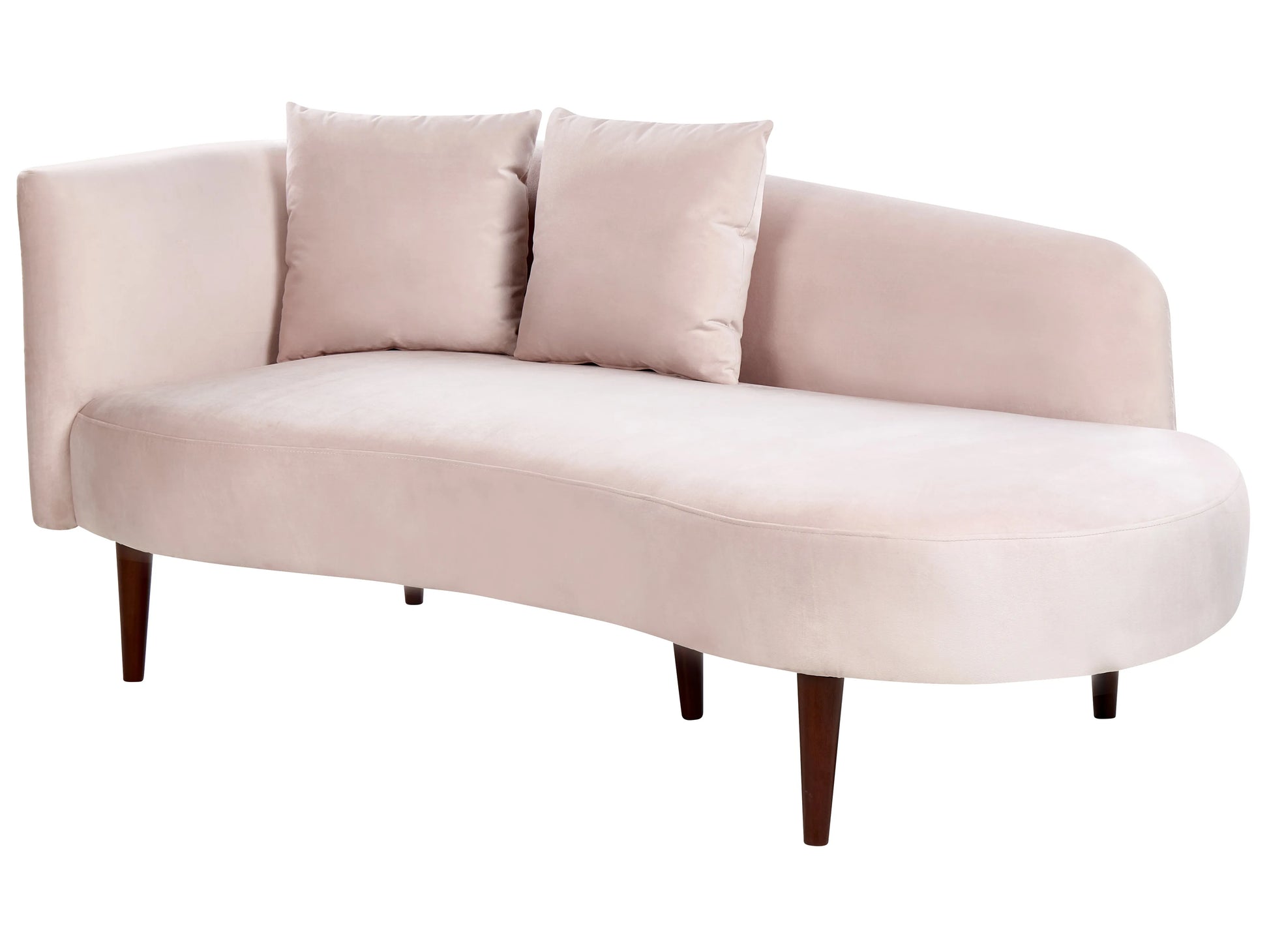  Left-Hand Chaise Lounge CHAUMONT Velvet Pastel Pink