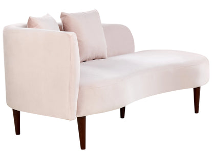  Left-Hand Chaise Lounge CHAUMONT Velvet Pastel Pink
