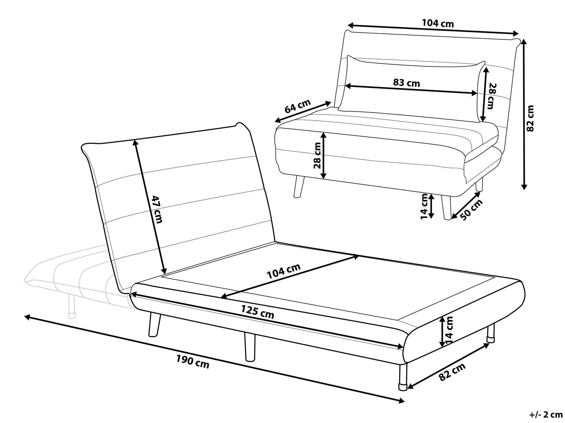  Single Sofa Bed SETTEN Velvet Sand Beige