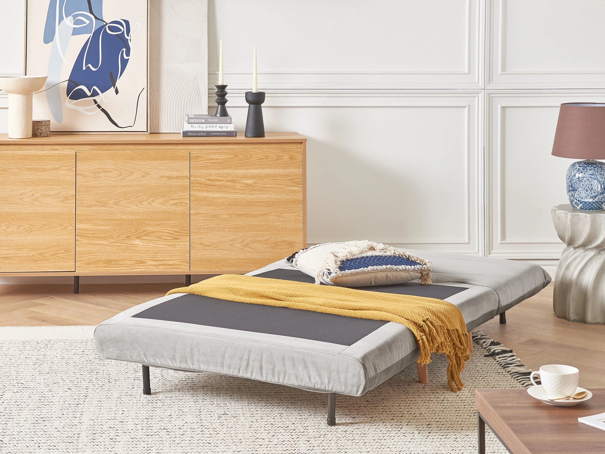  Single Sofa Bed SETTEN Velvet Light Grey