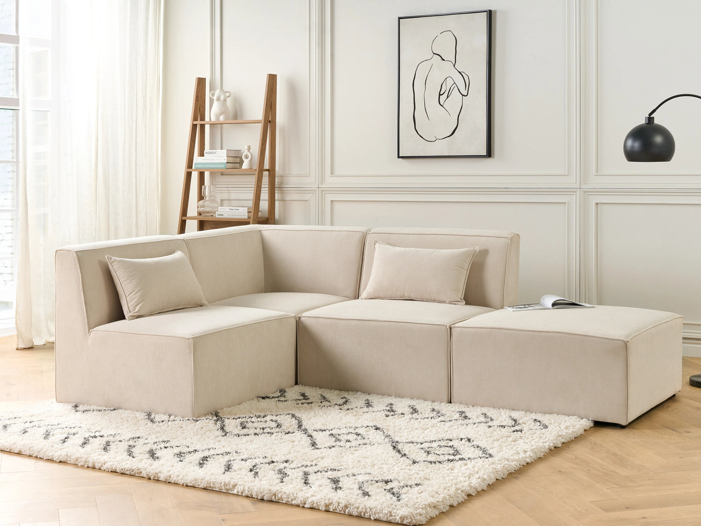  1-Seat Section LEMVIG Corduroy Light Beige