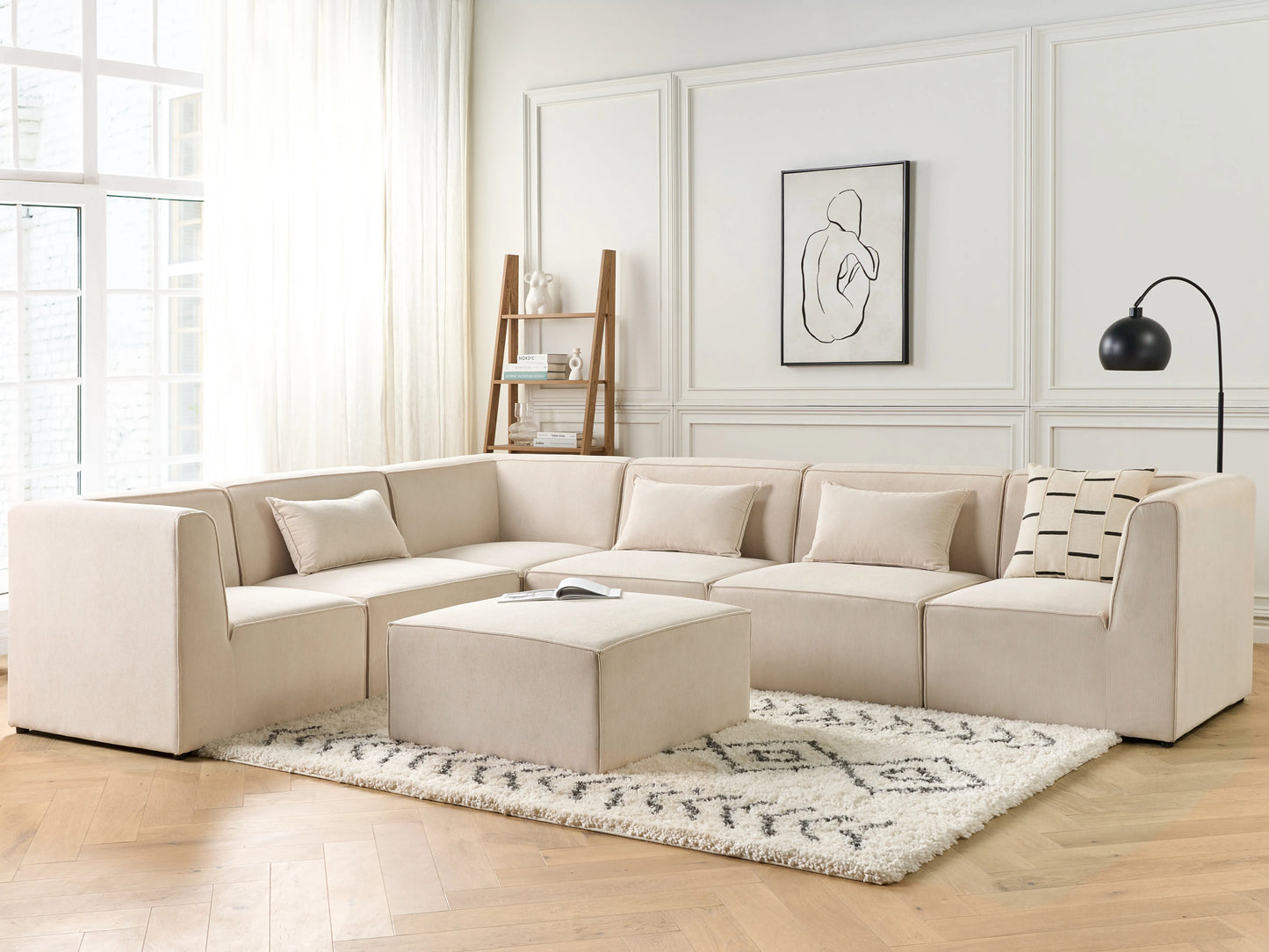  1-Seat Section LEMVIG Corduroy Light Beige