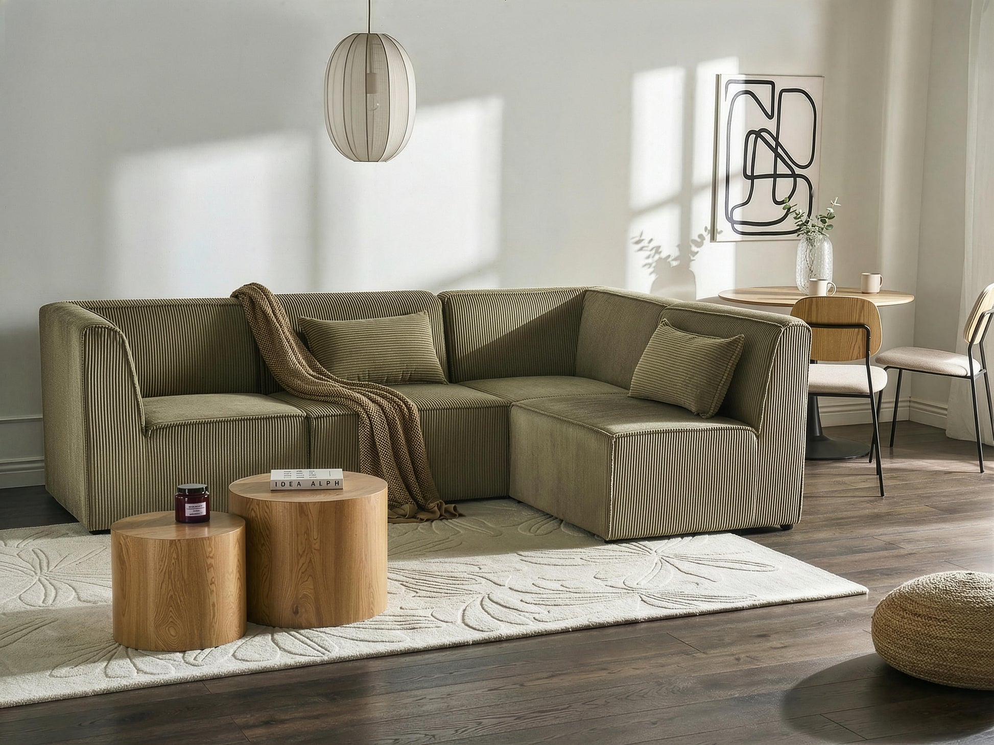  1-Seat Section LEMVIG Corduroy Dark Green