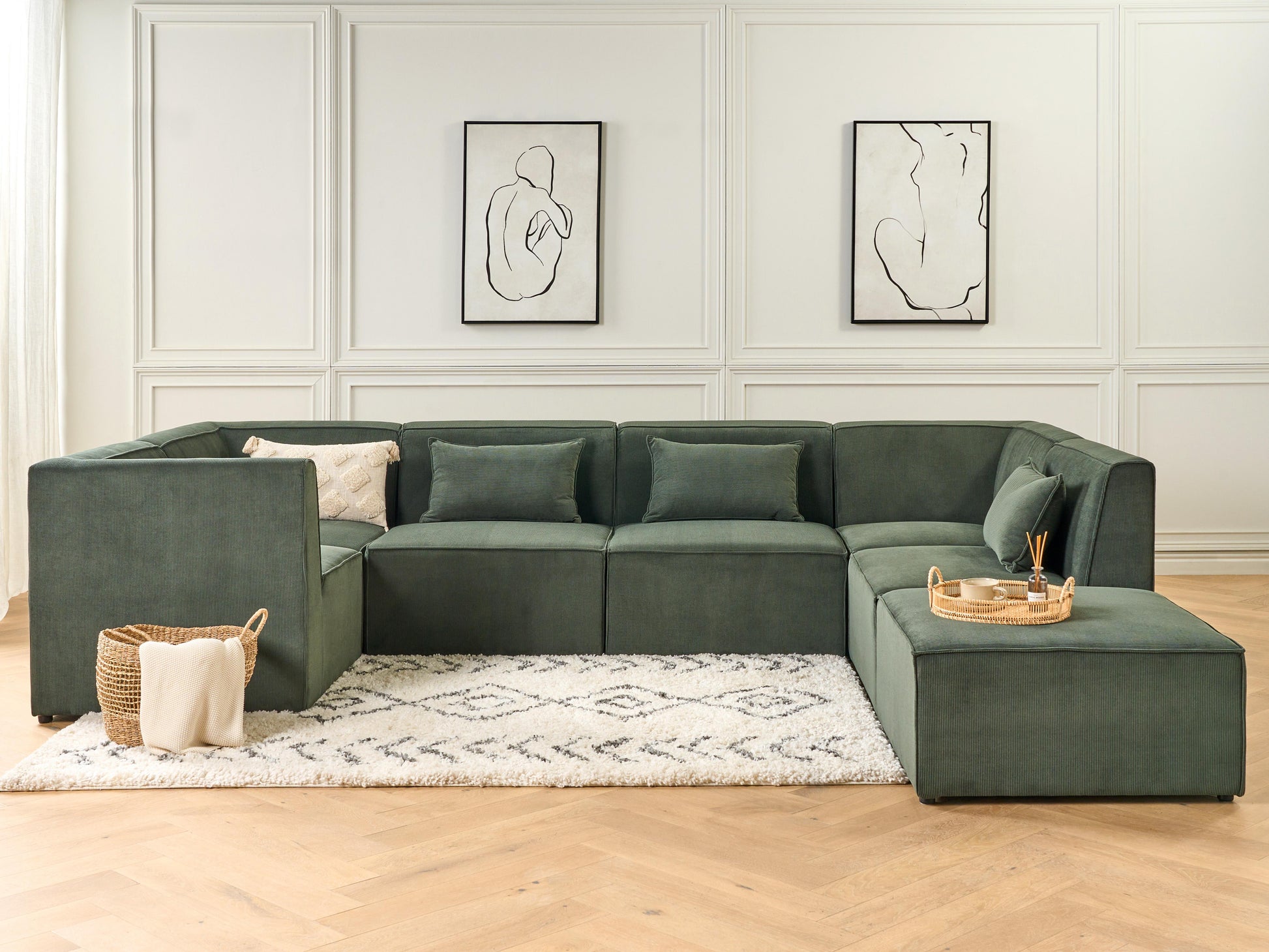  1-Seat Section LEMVIG Corduroy Dark Green