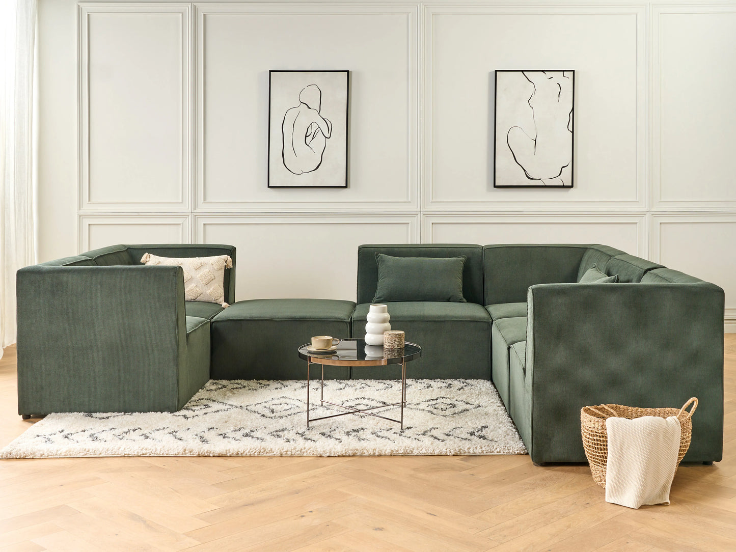 1-Seat Section LEMVIG Corduroy Dark Green