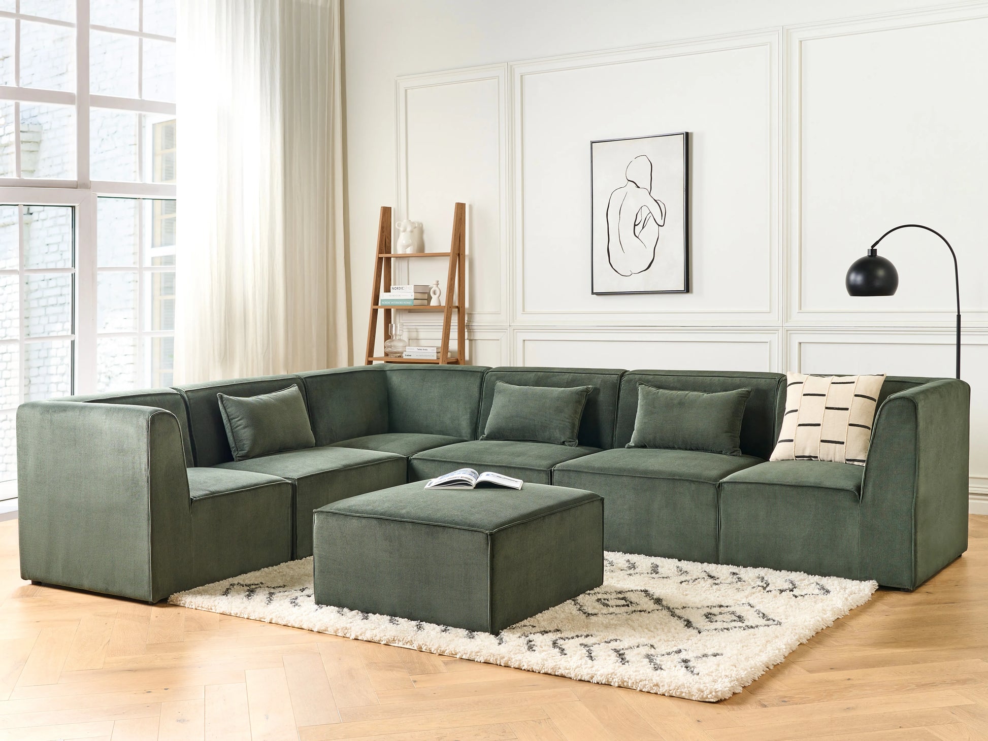  1-Seat Section LEMVIG Corduroy Dark Green