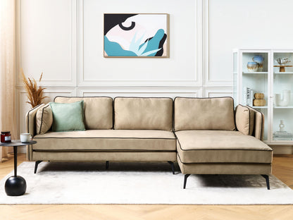  Corner Sofa 3 Seater ALTAN Velvet Beige Left Hand