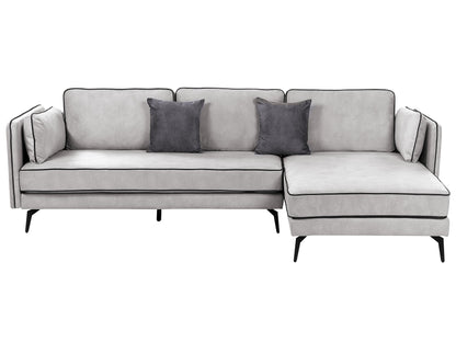  Corner Sofa 3 Seater ALTAN Velvet Light Grey Left Hand