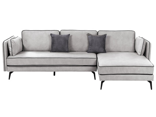  Corner Sofa 3 Seater ALTAN Velvet Light Grey Left Hand
