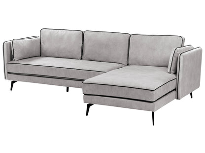  Corner Sofa 3 Seater ALTAN Velvet Light Grey Left Hand