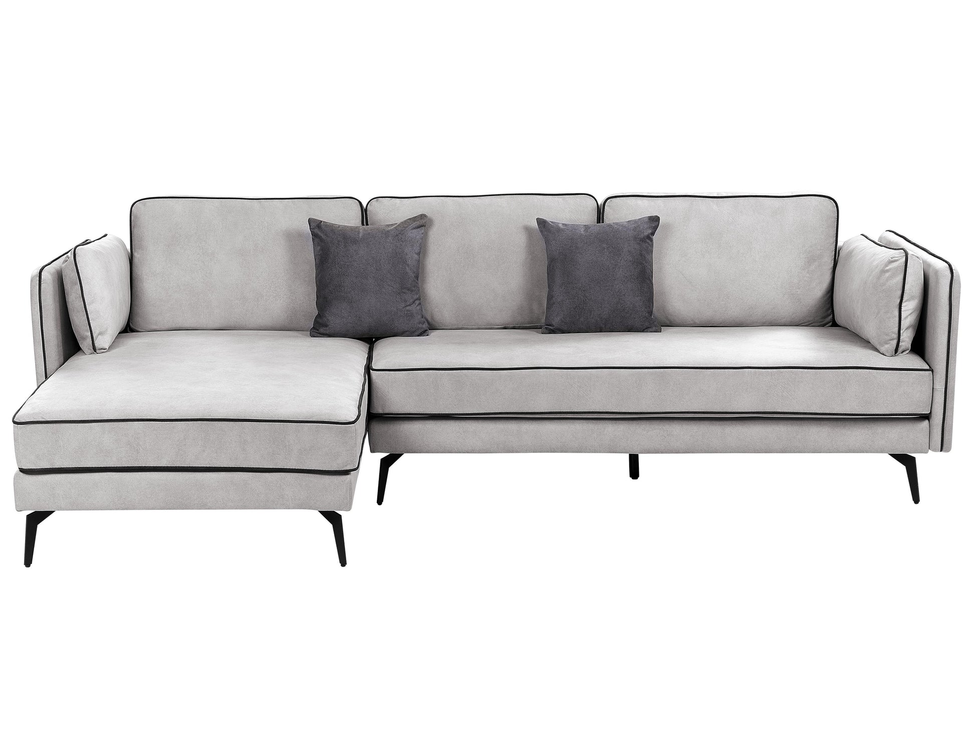  Corner Sofa 3 Seater ALTAN Velvet Light Grey Right Hand