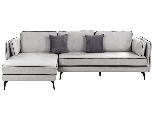 Corner Sofa 3 Seater ALTAN Velvet Light Grey Right Hand