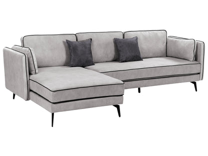  Corner Sofa 3 Seater ALTAN Velvet Light Grey Right Hand